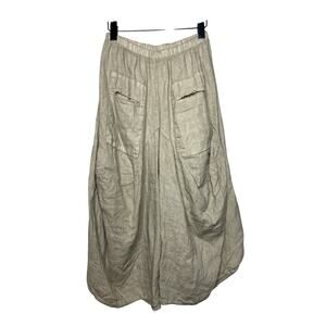 Puro Lino Lagenlook Balloon Pants Tan Pull On 100% Linen Harem Italy Small?
